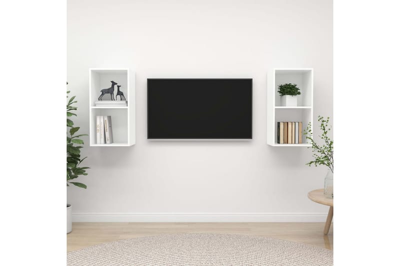 væghængte tv-skabe 2 stk. spånplade hvid - Hvid - Møbler - TV borde & mediemøbler - TV-skab