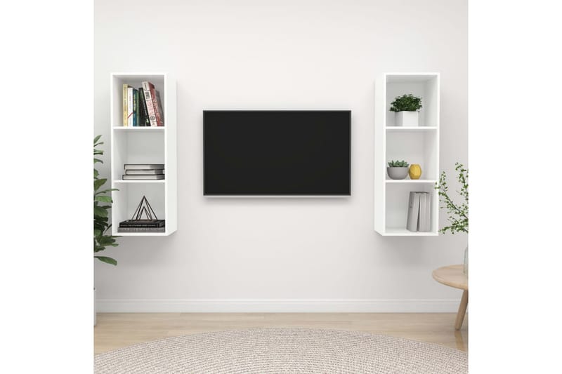 væghængte tv-skabe 2 stk. spånplade hvid - Hvid - Møbler - TV borde & mediemøbler - TV-skab