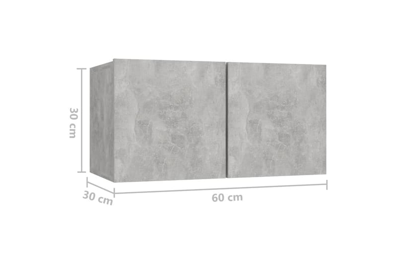 væghængte tv-skabe 3 stk. 60x30x30 cm betongrå - Grå - TV-skab