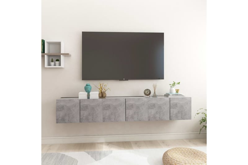 væghængte tv-skabe 3 stk. 60x30x30 cm betongrå - Grå - TV-skab