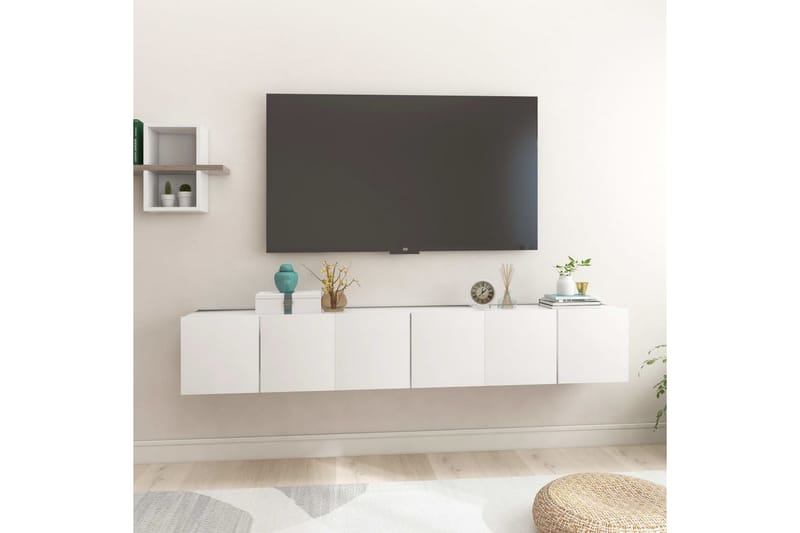væghængte tv-skabe 3 stk. 60x30x30 cm hvid - Hvid - TV-skab