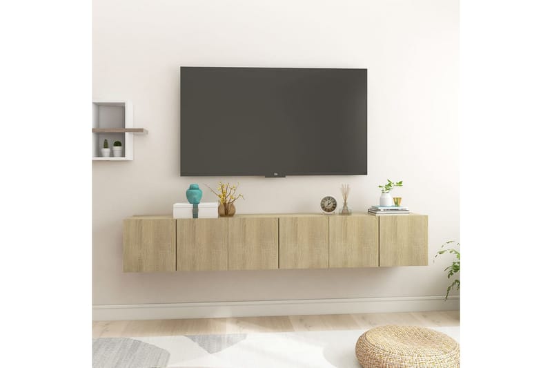v�æghængte tv-skabe 3 stk. 60x30x30 cm sonoma-eg - Brun - TV-skab