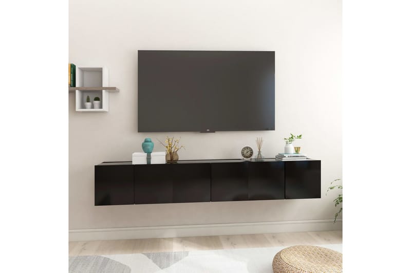 væghængte tv-skabe 3 stk. 60x30x30 cm sort - Sort - TV-skab
