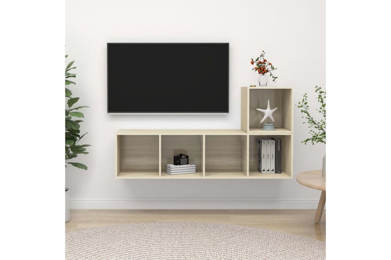 tv-skabe 2 dele spånplade sonoma-eg - Brun - Møbler - TV borde & mediemøbler - TV-skab