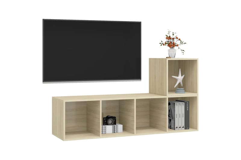tv-skabe 2 dele spånplade sonoma-eg - Brun - Møbler - TV borde & mediemøbler - TV-skab