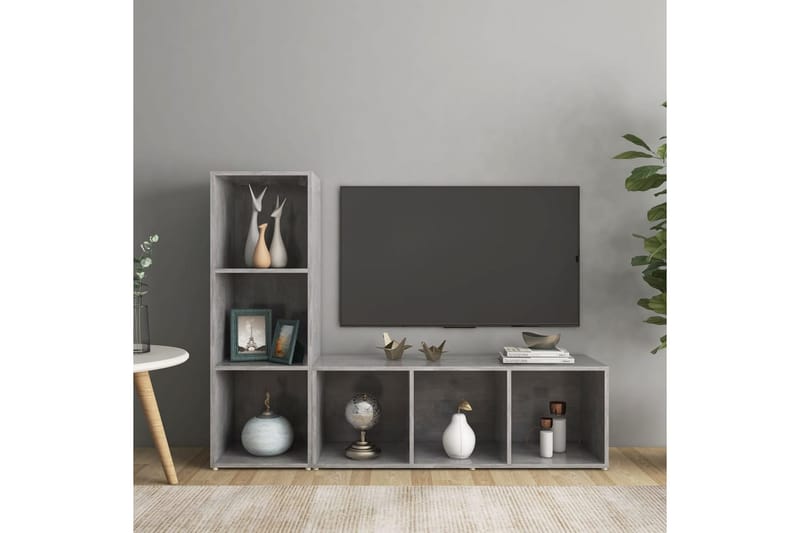tv-skabe 2 stk. 107x35x37 cm spånplade betongrå - Grå - Møbler - TV borde & mediemøbler - TV-skab