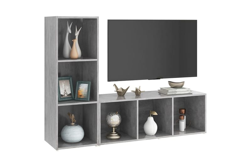tv-skabe 2 stk. 107x35x37 cm spånplade betongrå - Grå - Møbler - TV borde & mediemøbler - TV-skab