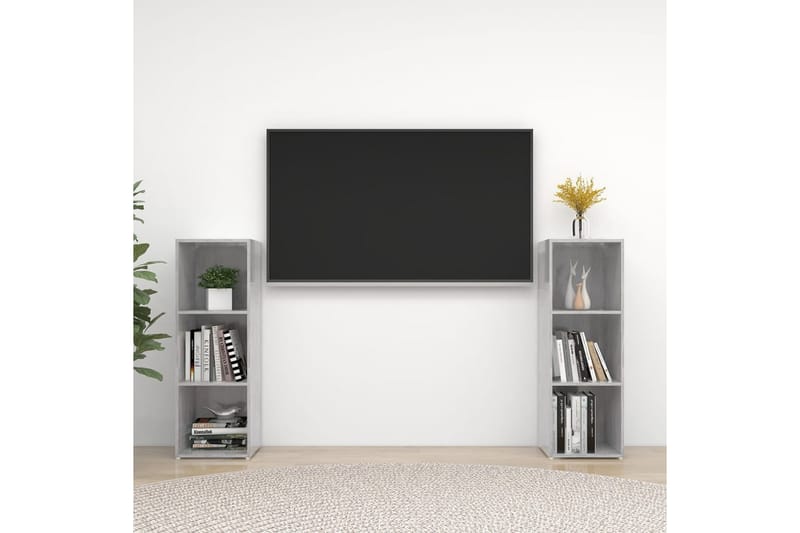 tv-skabe 2 stk. 107x35x37 cm spånplade betongrå - Grå - Møbler - TV borde & mediemøbler - TV-skab