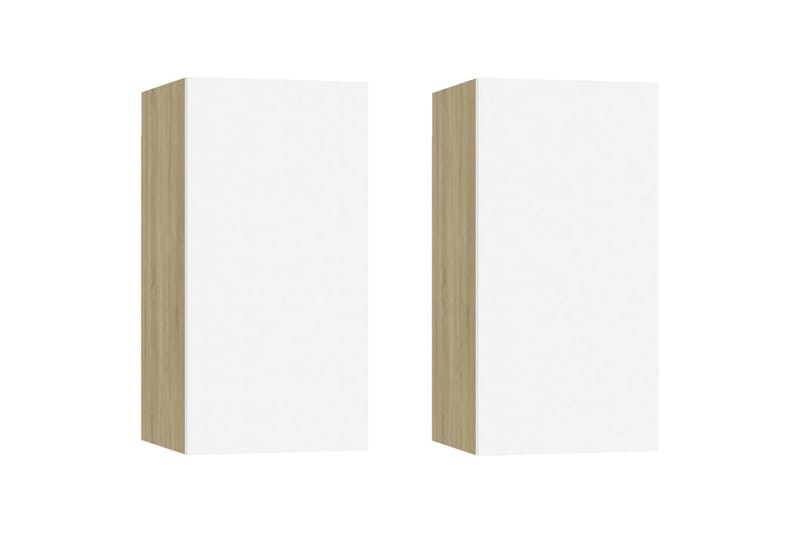 tv-skabe 2 stk. 30,5x30x60 cm spånplade hvid og sonoma-eg - Beige - Møbler - TV borde & mediemøbler - TV-borde
