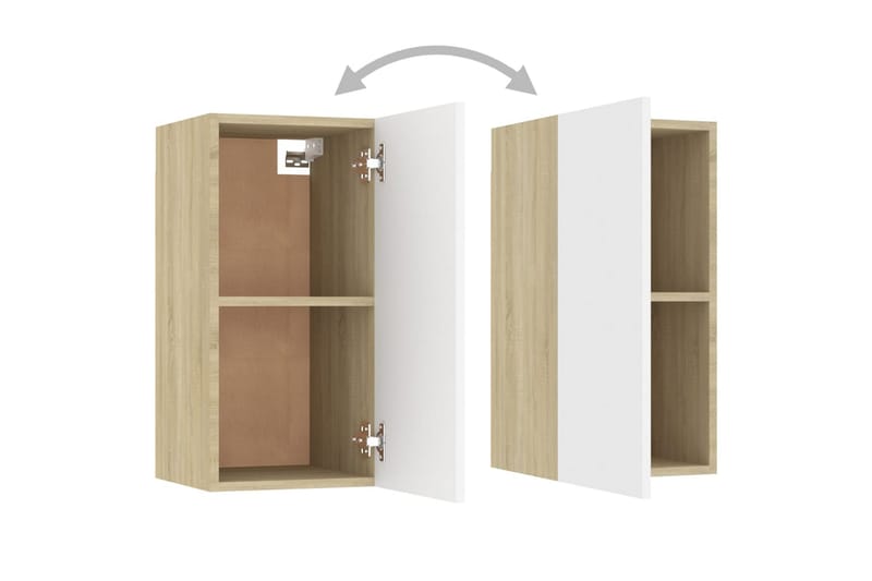 tv-skabe 2 stk. 30,5x30x60 cm spånplade hvid og sonoma-eg - Beige - Møbler - TV borde & mediemøbler - TV-borde