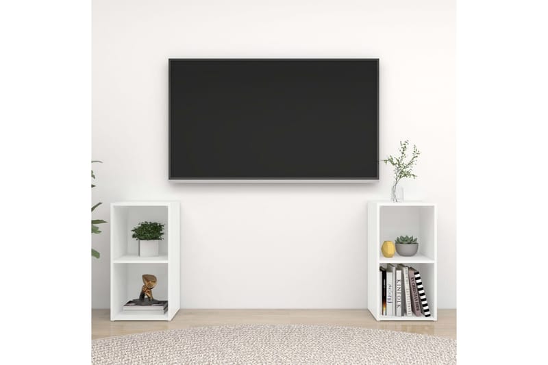 tv-skabe 2 stk. 72x35x36,5 cm spånplade hvid - Hvid - TV-borde