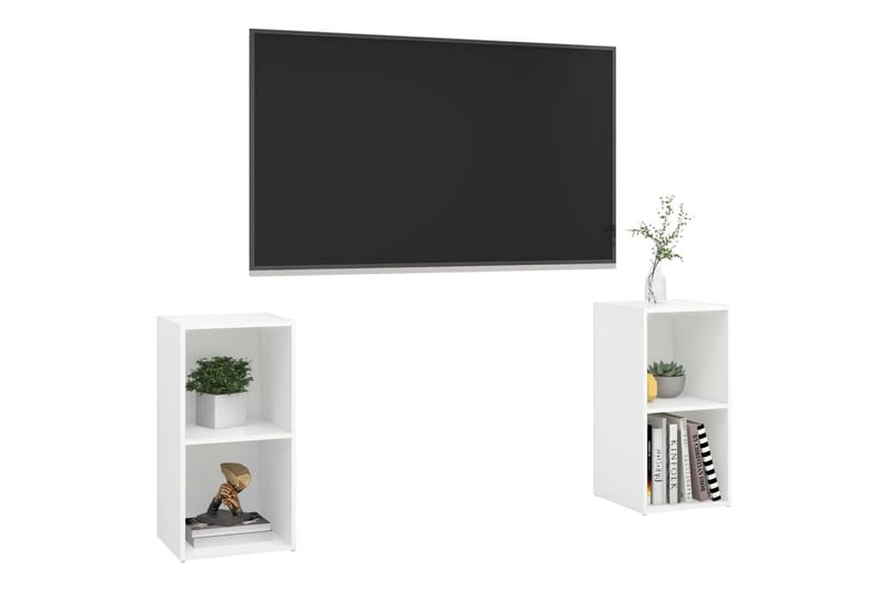 tv-skabe 2 stk. 72x35x36,5 cm spånplade hvid - Hvid - Møbler - TV borde & mediemøbler - TV-borde