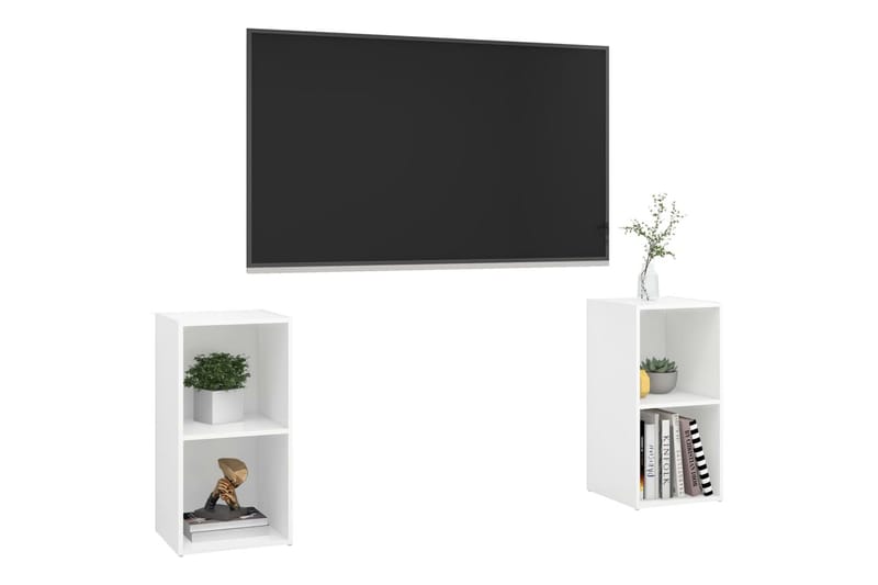 tv-skabe 2 stk. 72x35x36,5 cm spånplade hvid - Hvid - TV-borde