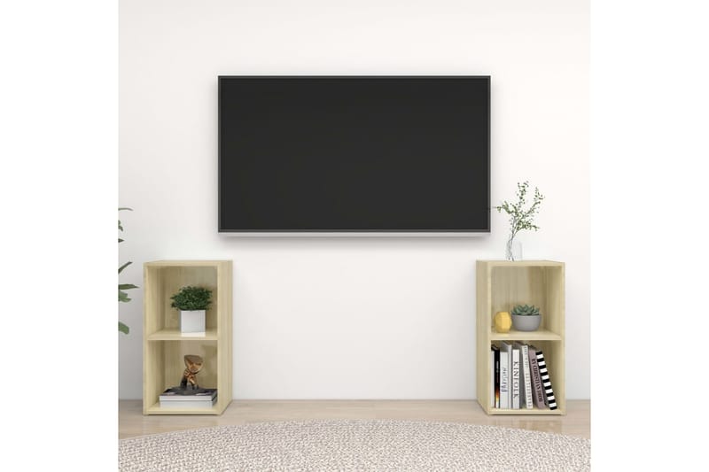 tv-skabe 2 stk. 72x35x36,5 cm spånplade sonoma-eg - Brun - TV-skab