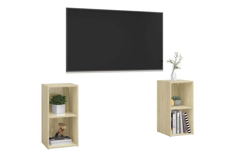tv-skabe 2 stk. 72x35x36,5 cm spånplade sonoma-eg - Brun - Møbler - TV borde & mediemøbler - TV-skab