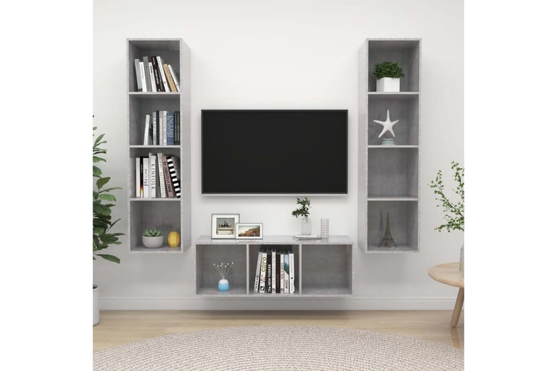 tv-skabe 3 dele spånplade betongrå - Grå - Møbler - TV borde & mediemøbler - TV-skab