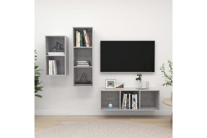 tv-skabe 3 dele spånplade betongrå - Grå - Møbler - TV borde & mediemøbler - TV-skab