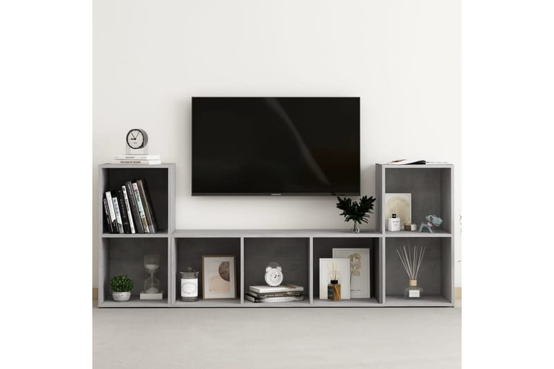 tv-skabe 3 dele spånplade betongrå - Grå - Møbler - TV borde & mediemøbler - TV-skab