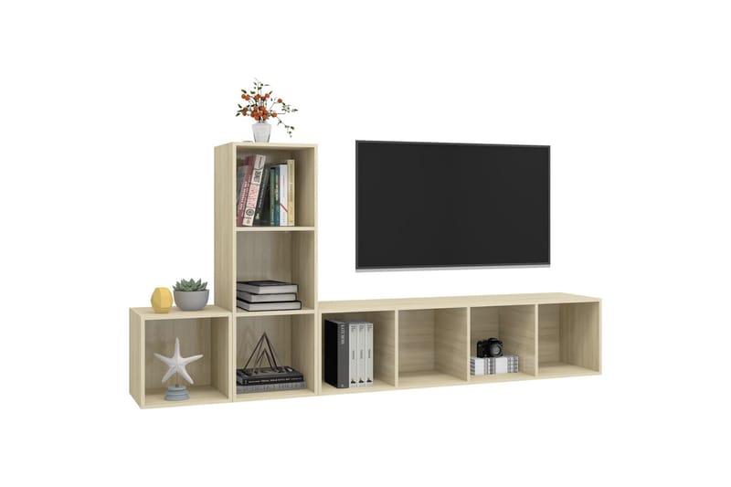tv-skabe 3 dele spånplade sonoma-eg - Brun - Møbler - TV borde & mediemøbler - TV-skab