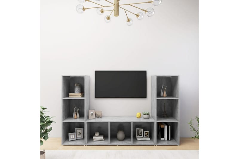 tv-skabe 3 stk. 107x35x37 cm spånplade betongrå - Grå - Møbler - TV borde & mediemøbler - TV-skab