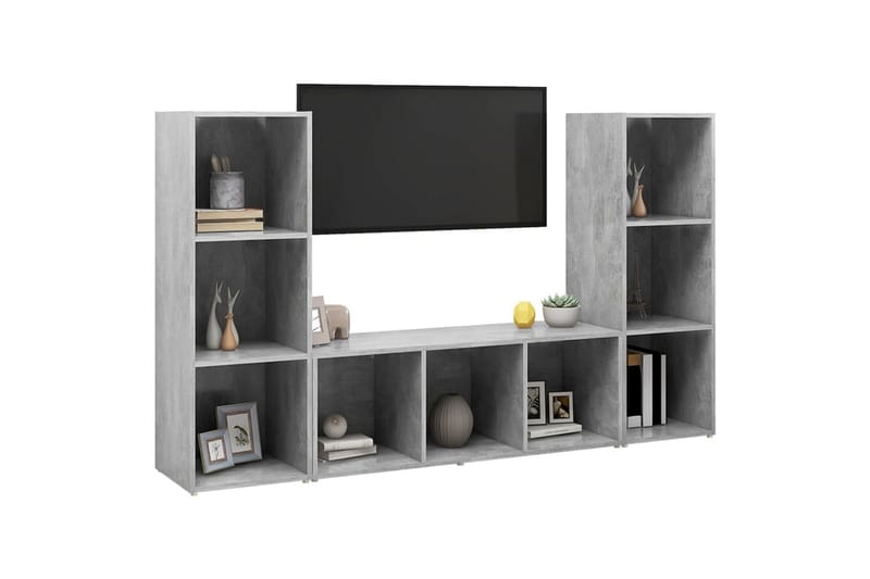 tv-skabe 3 stk. 107x35x37 cm spånplade betongrå - Grå - Møbler - TV borde & mediemøbler - TV-skab