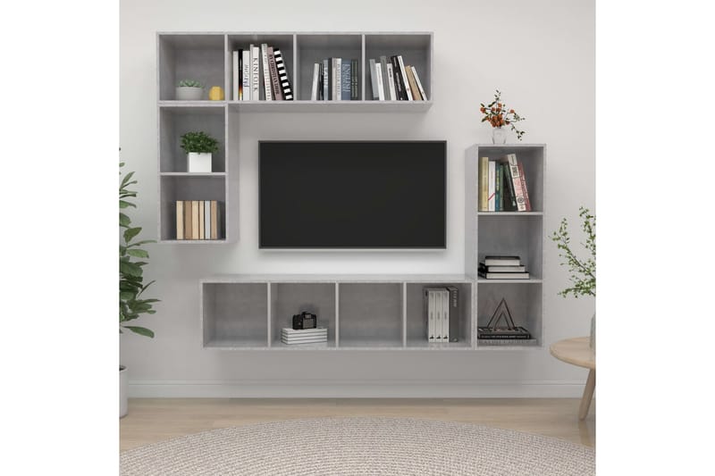 tv-skabe 4 dele spånplade betongrå - Grå - Møbler - TV borde & mediemøbler - TV-skab