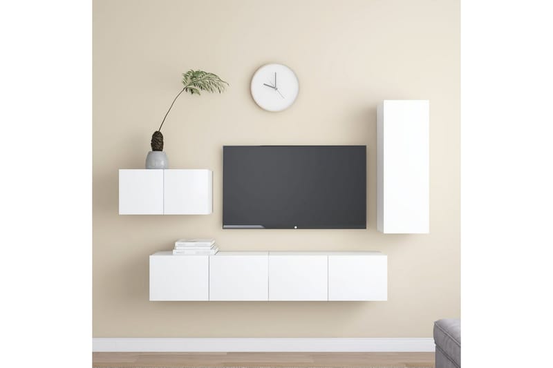 tv-skabe 4 dele spånplade hvid - Hvid - Møbler - TV borde & mediemøbler - TV-skab