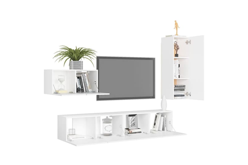 tv-skabe 4 dele spånplade hvid - Hvid - Møbler - TV borde & mediemøbler - TV-skab