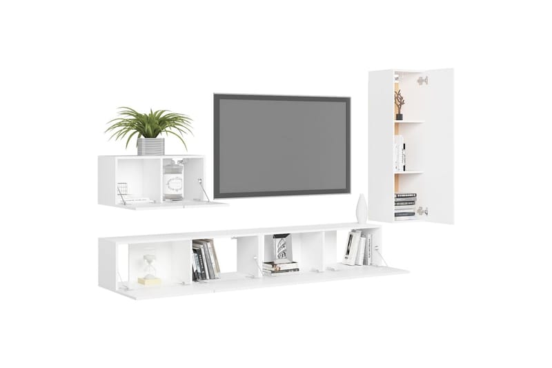 tv-skabe 4 dele spånplade hvid - Hvid - Møbler - TV borde & mediemøbler - TV-skab