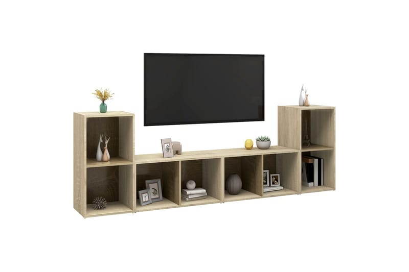 tv-skabe 4 stk. 72x35x36,5 cm spånplade sonoma-eg - Brun - Møbler - TV borde & mediemøbler - TV-skab