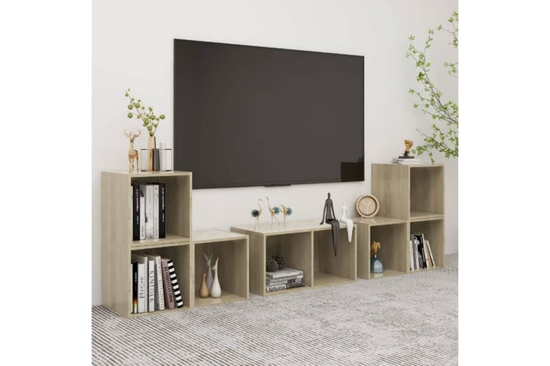 tv-skabe 6 dele spånplade sonoma-eg - Brun - Møbler - TV borde & mediemøbler - TV-skab