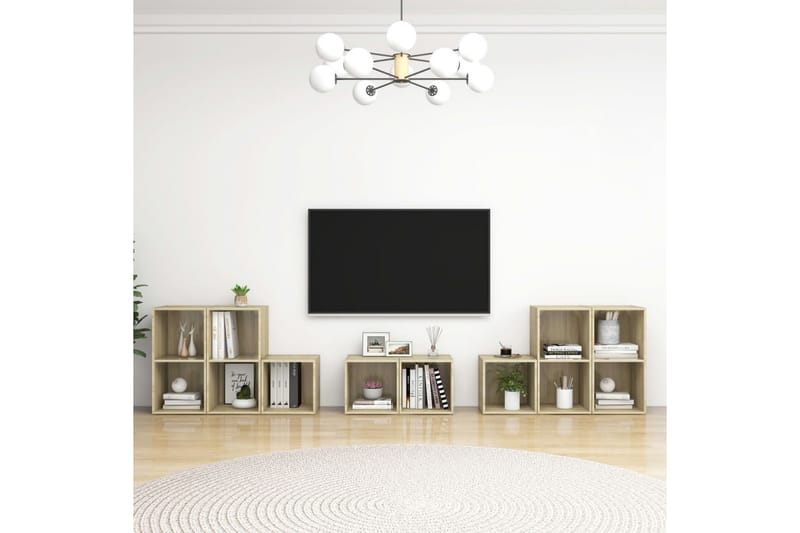 tv-skabe 8 dele spånplade sonoma-eg - Brun - Møbler - TV borde & mediemøbler - TV-skab