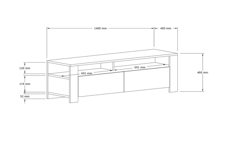 Tylar TV-bord 140 cm - Hvid - TV-borde