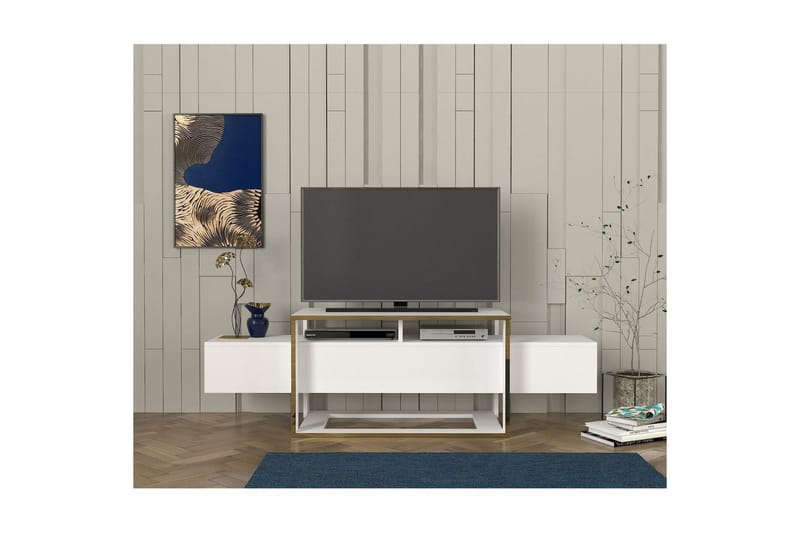 Urt TV-bænk 160 cm - Guld/Hvid - Møbler - TV borde & mediemøbler - TV-borde