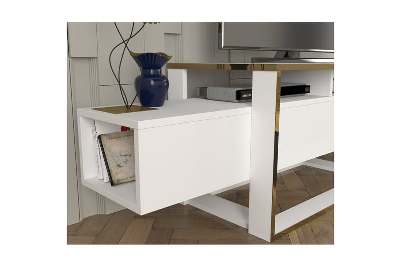 Urt TV-bænk 160 cm - Guld/Hvid - Møbler - TV borde & mediemøbler - TV-borde