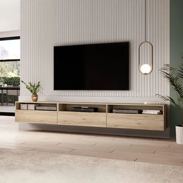 Væghængt TV-enhed Baros 3 Klap-ned Dør - San Remo Eg Lys Laminat - Møbler - TV borde & mediemøbler - TV-borde
