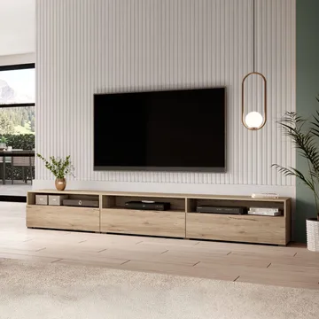 Væghængt TV-enhed Baros 3 Klap-ned Dør - San Remo Eg Lys Laminat - Møbler - TV borde & mediemøbler - TV-borde