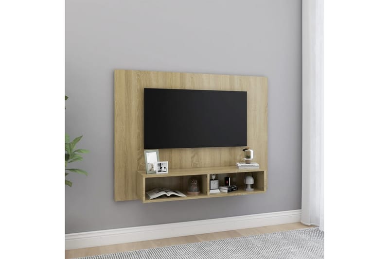 væghængt tv-skab 120x23,5x90 cm spånplade sonoma-eg - Brun - Møbler - TV borde & mediemøbler - TV-skab
