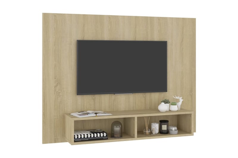 væghængt tv-skab 120x23,5x90 cm spånplade sonoma-eg - Brun - Møbler - TV borde & mediemøbler - TV-skab