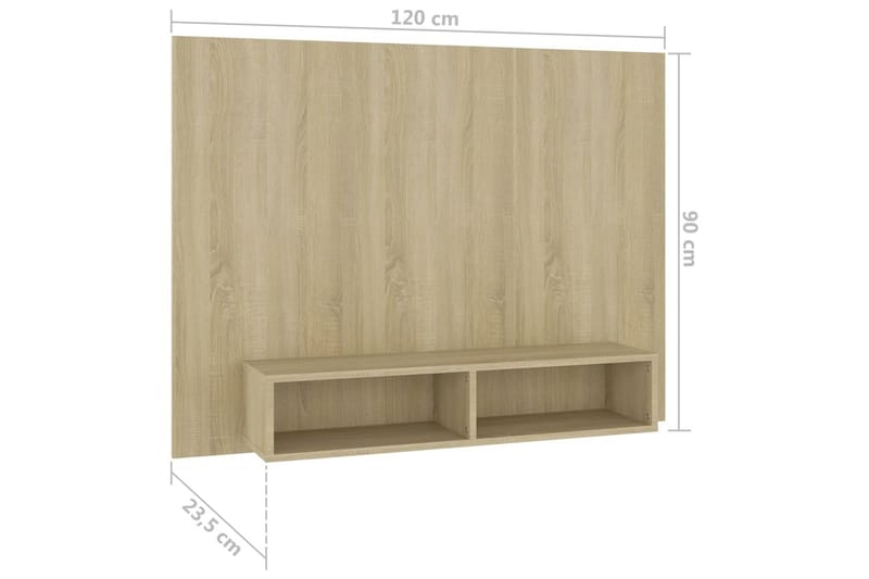 væghængt tv-skab 120x23,5x90 cm spånplade sonoma-eg - Brun - Møbler - TV borde & mediemøbler - TV-skab