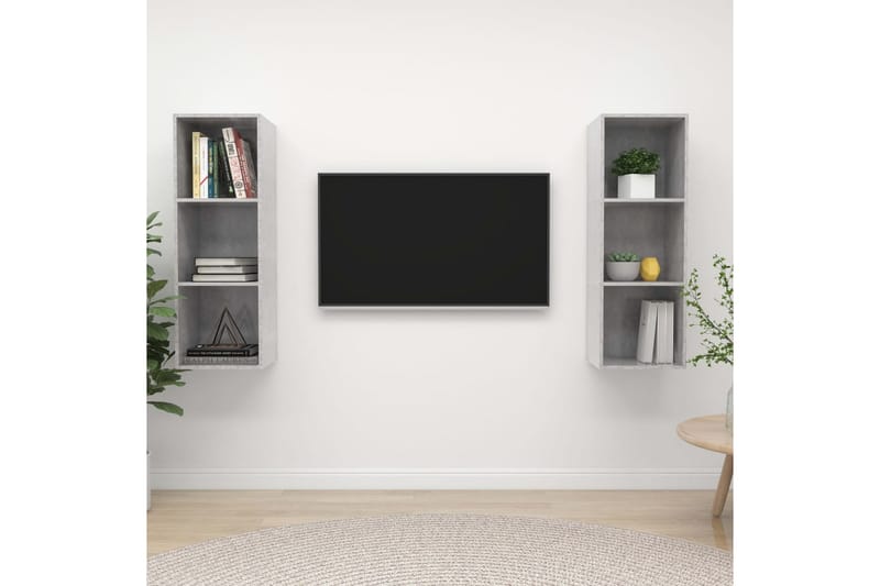 væghængte tv-skabe 2 stk. spånplade betongrå - Grå - Møbler - TV borde & mediemøbler - TV-skab