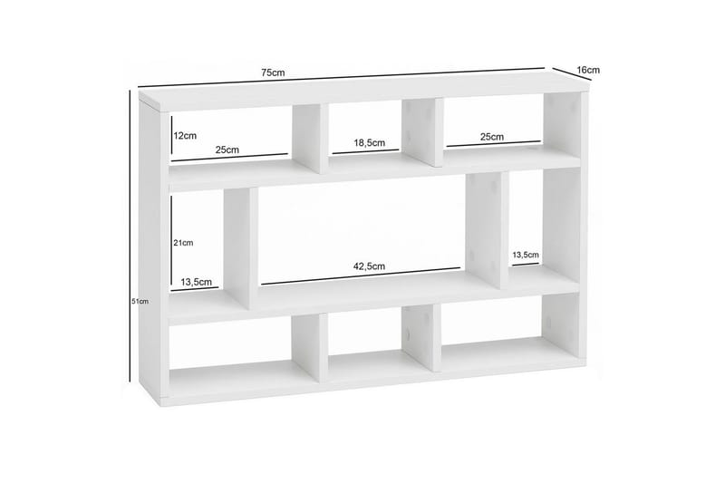 Vægreol Wohnling melaminbelagt spånplade, bogopbevaring, vægmonteret, moderne stil Hvid - Hvid - Opbevaring - Hylder & Reoler - Væghylde & vægreol