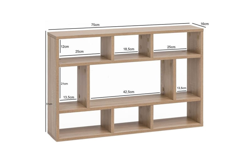 Vægreol Wohnling melaminbelagt spånplade, bogopbevaring, vægmonteret, moderne stil Sonoma - Sonoma - Opbevaring - Hylder & Reoler - Væghylde & vægreol