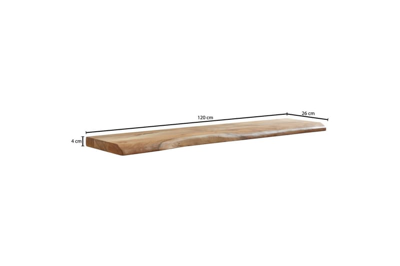 Vægreol Wohnling træ kant, massivt træ, svævehylde, landlig stil 120 cm - 120 cm - Møbler - TV borde & mediemøbler - TV-reol