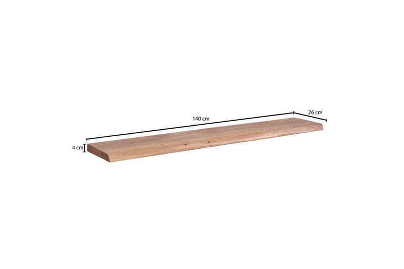 Vægreol Wohnling træ kant, massivt træ, svævehylde, landlig stil 140 cm - 140 cm - Møbler - TV borde & mediemøbler - TV-reol