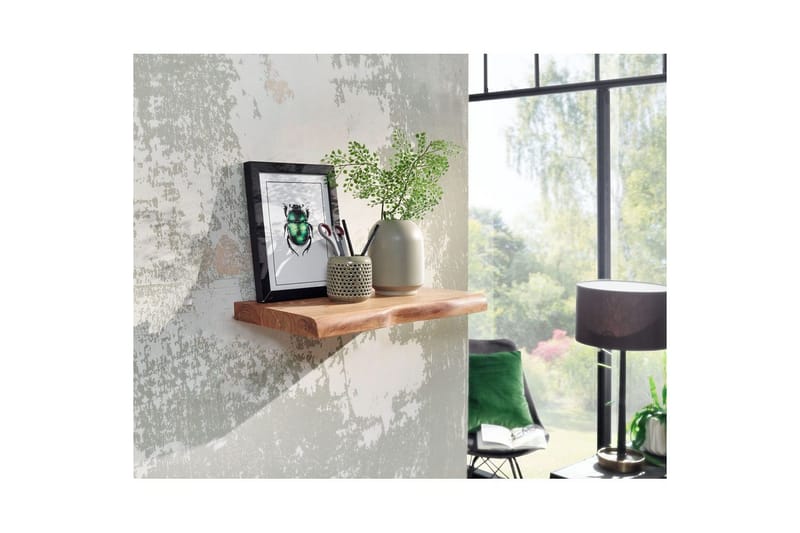 Vægreol Wohnling træ kant, massivt træ, svævehylde, landlig stil 40 cm - 40 cm - Opbevaring - Hylder & Reoler - Væghylde & vægreol