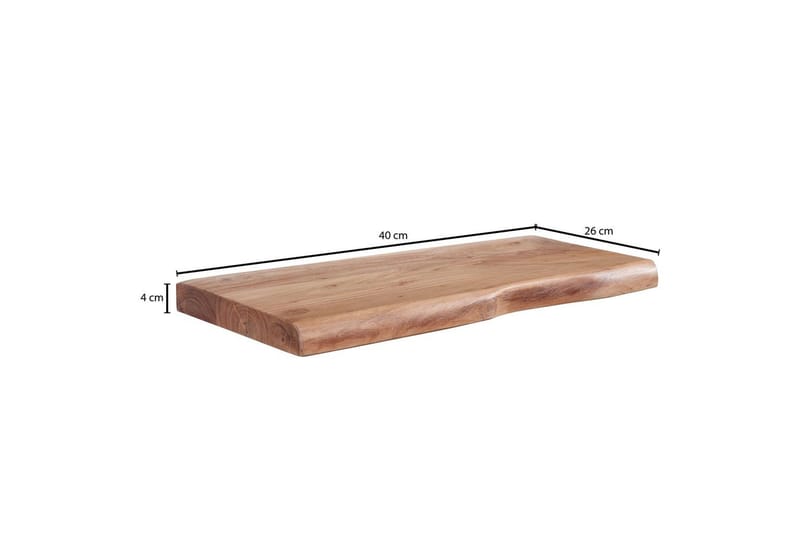 Vægreol Wohnling træ kant, massivt træ, svævehylde, landlig stil 40 cm - 40 cm - Møbler - TV borde & mediemøbler - TV-reol