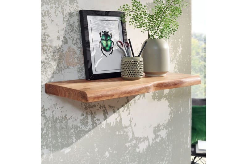 Vægreol Wohnling træ kant, massivt træ, svævehylde, landlig stil 60 cm - 60 cm - Opbevaring - Hylder & Reoler - Væghylde & vægreol