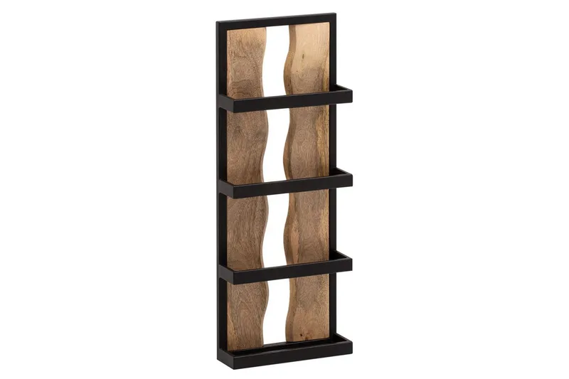 Vægreol Wohnling Trækant ramme i massivt træ og metal med 4 hylder industriel, undefined