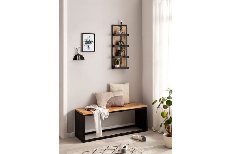 Vægreol Wohnling Trækant ramme i massivt træ og metal med 4 hylder industriel - Opbevaring - Hylder & Reoler - Væghylde & vægreol